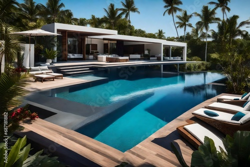 s modern house and its luxurious pool 