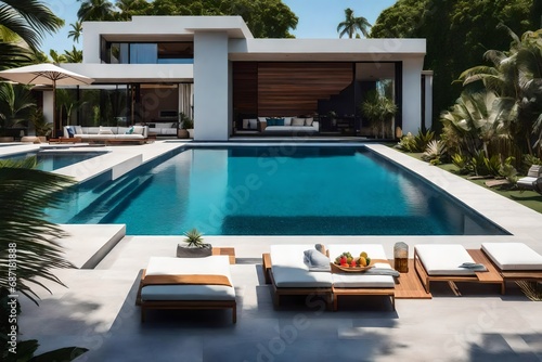 s modern house and its luxurious pool 