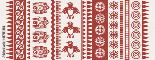 Rectangular Navajo ornament design. American Indian ornament, boho style. Vector. Design for towel, scarf, mat, yoga mat, scarf, banner