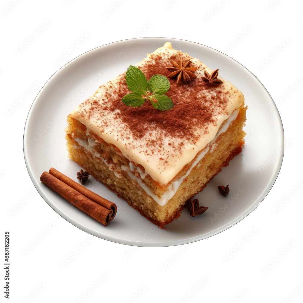 Spice Cake Slice from Top View Isolated on Transparent or White Background, PNG Spice Cake Slice from Top View Isolated on Transparent or White Background, PNG