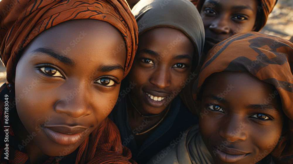Young black African girls dressed in traditional clothing. Black History Month. Young black African girls dressed in traditional clothing. Black History Month.