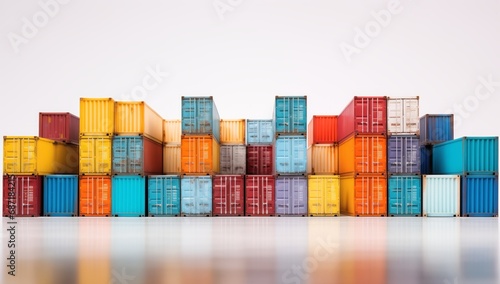 Large Group of Colorful Shipping Containers, a Vibrant Display of Industrial Freight Storage in Urban Setting