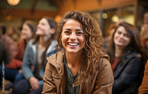 A woman speaking at a community centre support group.