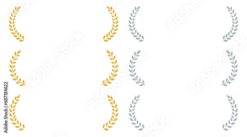 金と銀の月桂樹フレームセット	