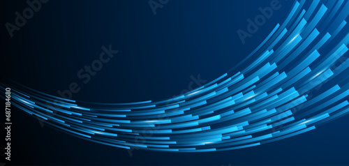 Blue glowing lines with glitter light effect on dark background. High speed internet technology concept or fast wireless data transmission. modern internet network connection technology background © Natt