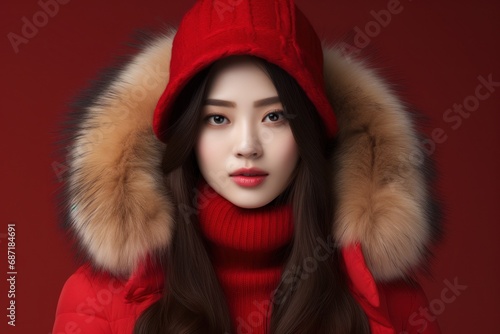 Une jeune femme asiatique habill  e en tenue d hiver