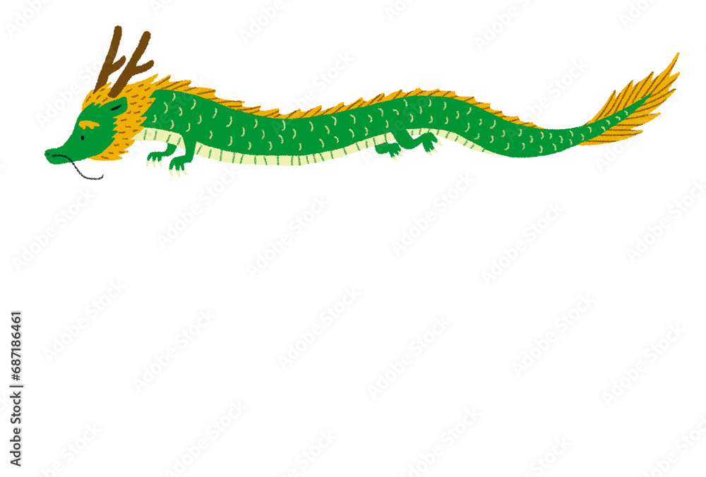 Obraz premium 年賀状、2024年、辰年、令和6年