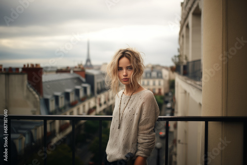 Professional model street photo - Beautiful girl in Paris France