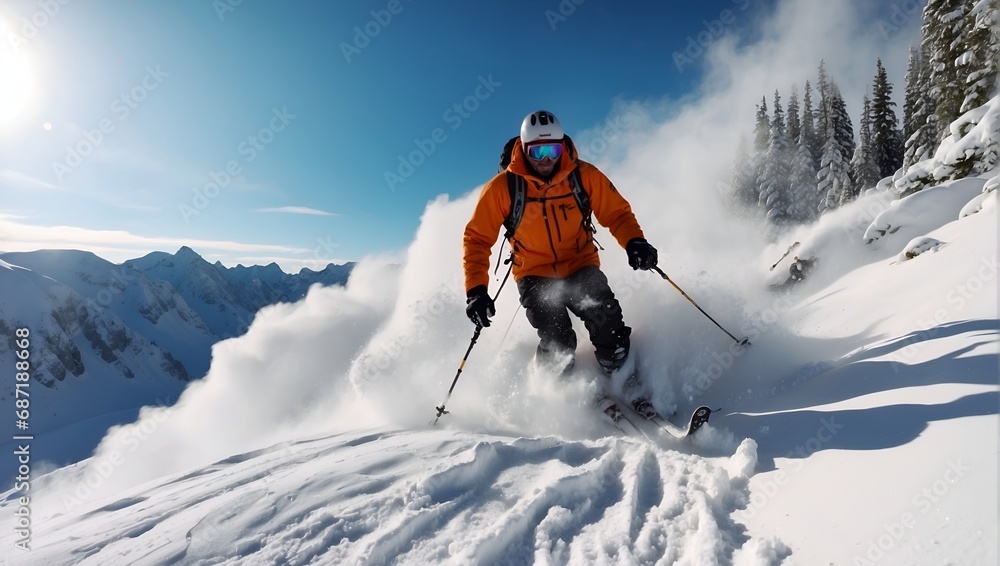 close up of Skiers Carving Through Fresh Powder in a Remote Wilderness
