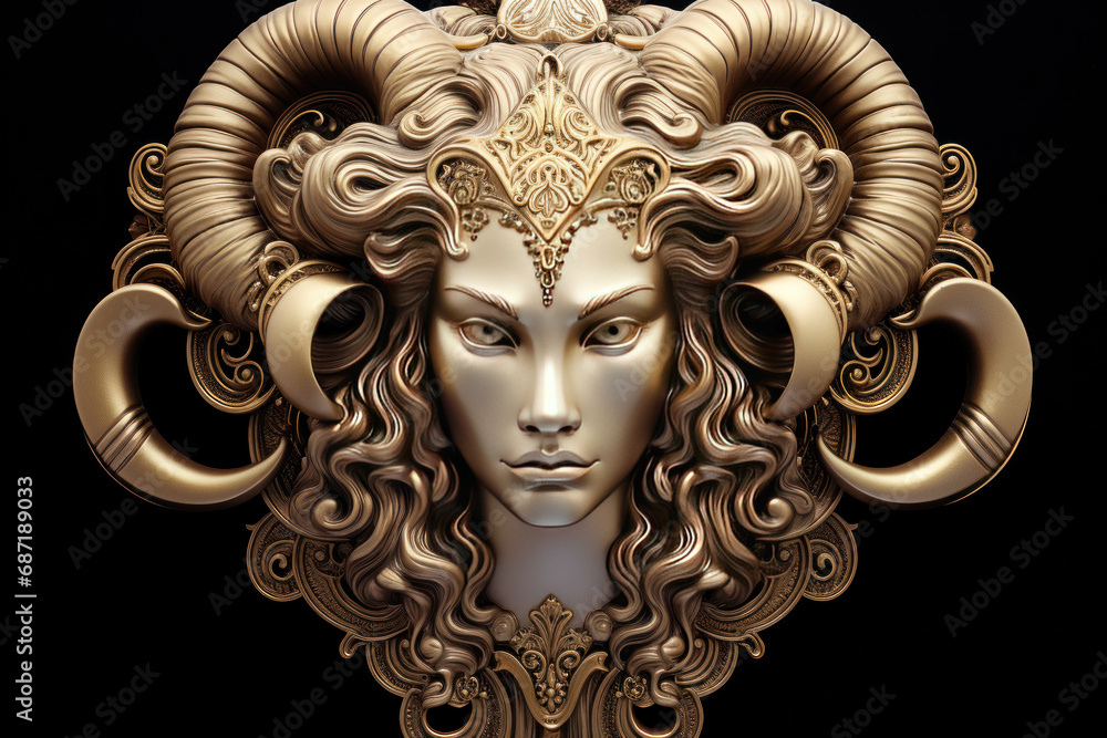 Fototapeta premium Astrology Capricorn zodiac sign. Ram or mouflon horoscope