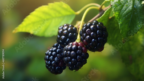 Berry background. Close up of ripe blackberry.