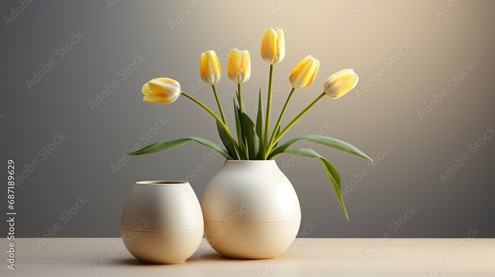 White Vase Flowers On Light Background, Background Image, Desktop