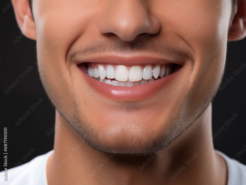 Perfect healthy teeth smile of young man. Teeth whitening. Dental clinic patient. Dentistry Perfect healthy teeth smile of young man. Teeth whitening. Dental clinic patient. Dentistry