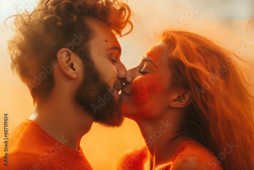 A man and a woman kissing each other