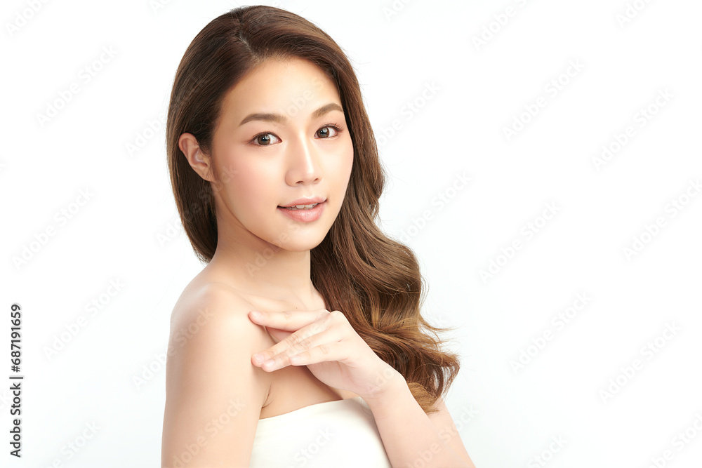 Beautiful young asian woman with clean fresh skin on white background, Face care, Facial treatment, Cosmetology, beauty and spa, Asian women portrait. Beautiful young asian woman with clean fresh skin on white background, Face care, Facial treatment, Cosmetology, beauty and spa, Asian women portrait.
