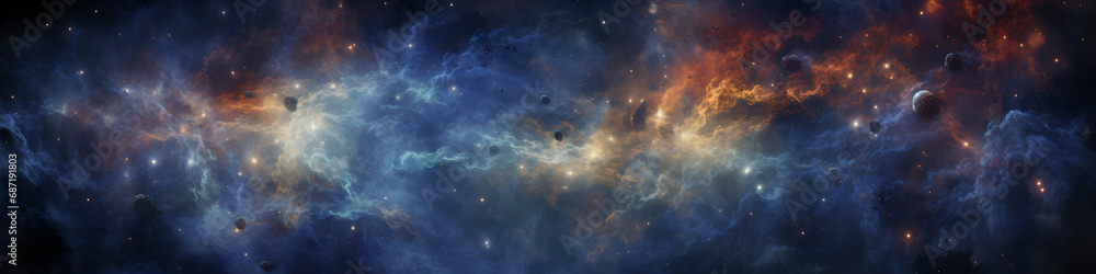 Mysterious Blue Nebula background, HD background, banner background