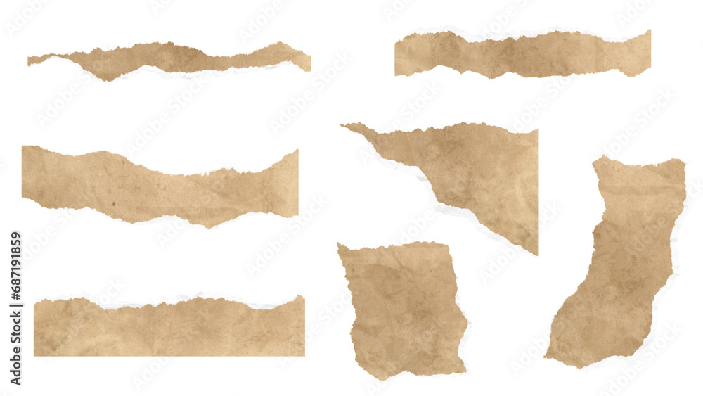 Piece of paper in png. Wrinkled texture. transparent background. Cut paper. Color.