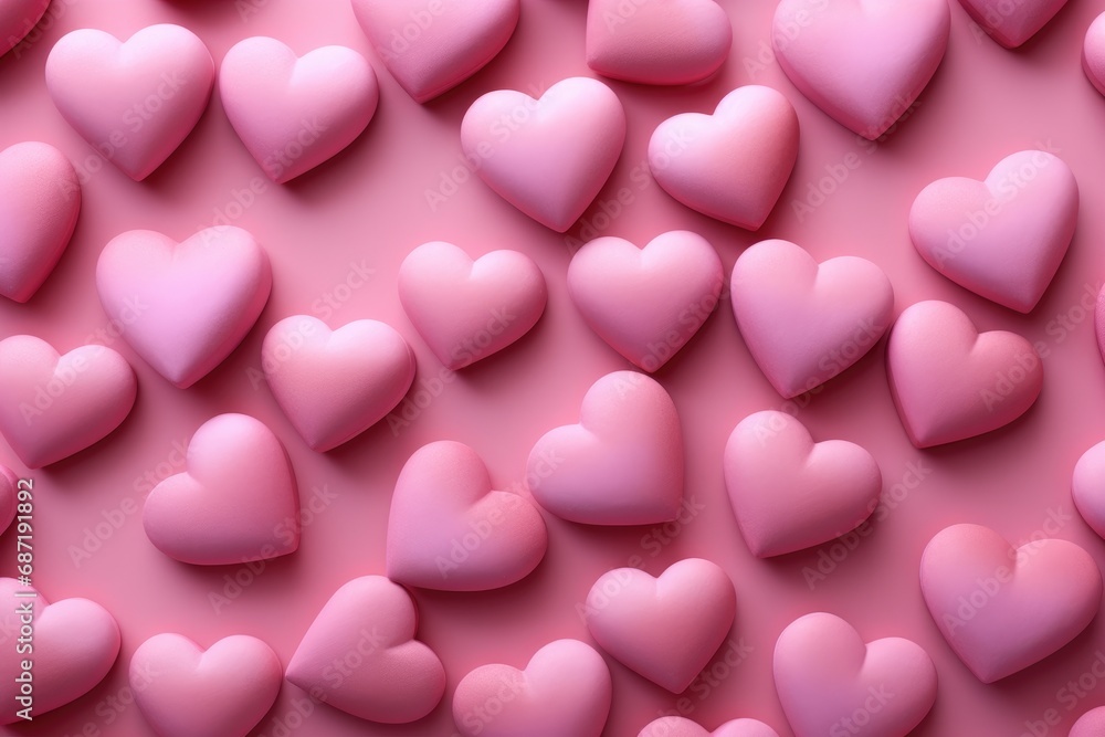 A lot of pink hearts on a pink background