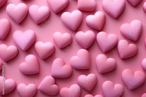 A lot of pink hearts on a pink background © pham