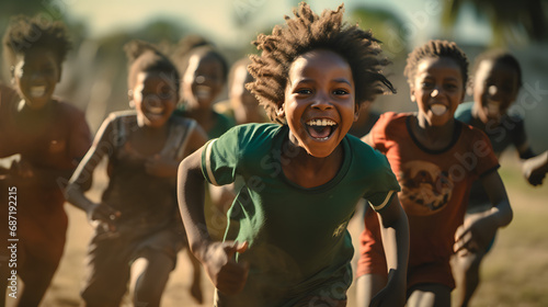 african children playing soccer happy, happy african children © Gomez
