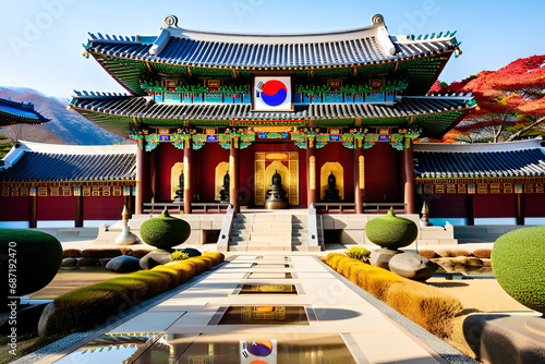 Stepping into a Korean temple feels like entering a portal to history, where the air is filled with the tranquil ambiance of Buddhism. Generative AI photo