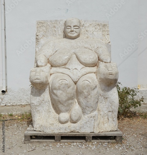 A replica of the Great Goddess statue from Catal Hoyuk, Turkey photo