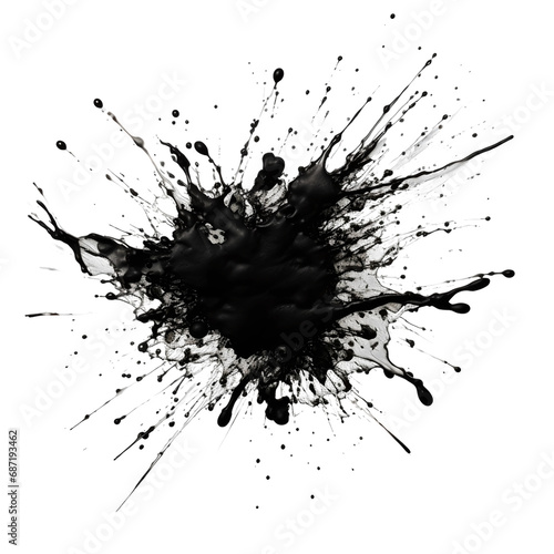 Dynamic Black and White Splash: Abstract Ink Explosions in Monochrome, Isolated on Transparent Background, Creative Concept Art, Generative AI.
