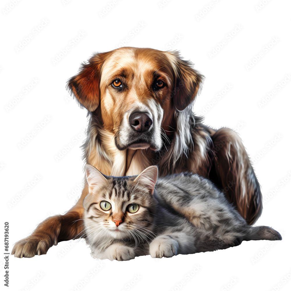 Homeless dogs and cats abandoned on PNG transparent background