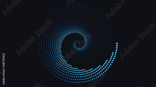 Abstarct spiral vortex style simple background in dark blue color. This minimalist logo type background can be used as a banner or logo. photo