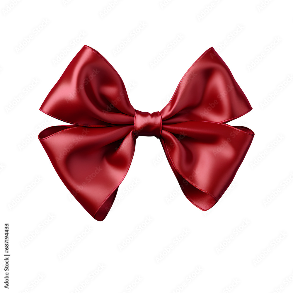 red bow on the png transparent background, easy to decorate projects.