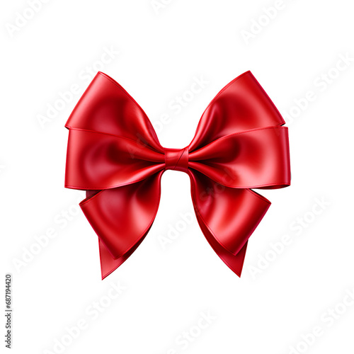 red ribbon bow on the png transparent background, easy to decorate projects.