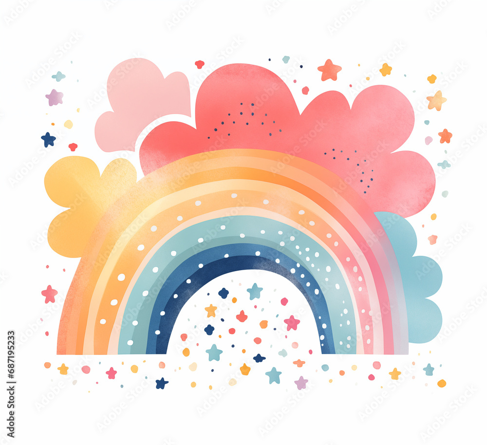 Cute watercolor rainbow, illustration, baby print Cute watercolor rainbow, illustration, baby print