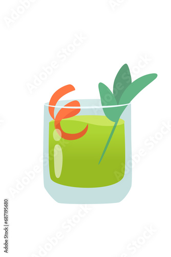 Glass of mojito cocktail cartoon vector illustration. Summer mint alcohol drink isolated on white background. Lemonade, juice. Celebration with toasts and cheering. Party time. Beverage menu concept
