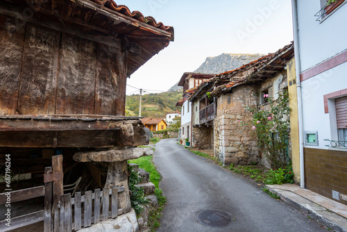 a street in Entragu (Entrago) village, Teverga Municipality, Asturias, Spain