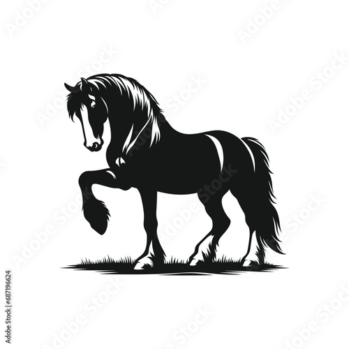 Side View of a Horse Galloping on a Farm  Vector Silhouette Illustration