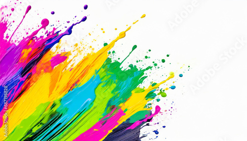 Colorful paint splashes isolated on white background