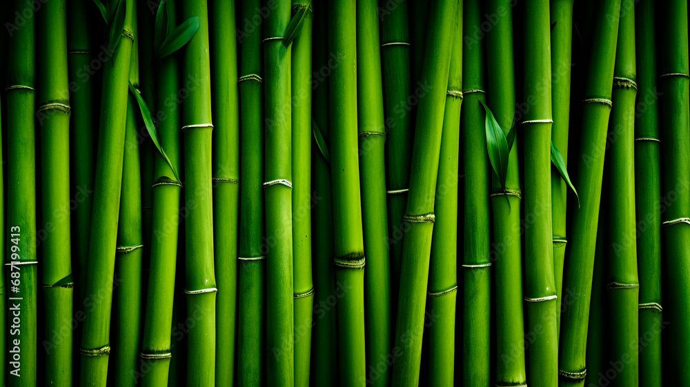 Obraz premium Fresh green bamboo texture. Generative AI