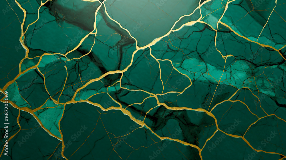 Green Kintsugi Marble Texture. Generative AI Green Kintsugi Marble Texture. Generative AI