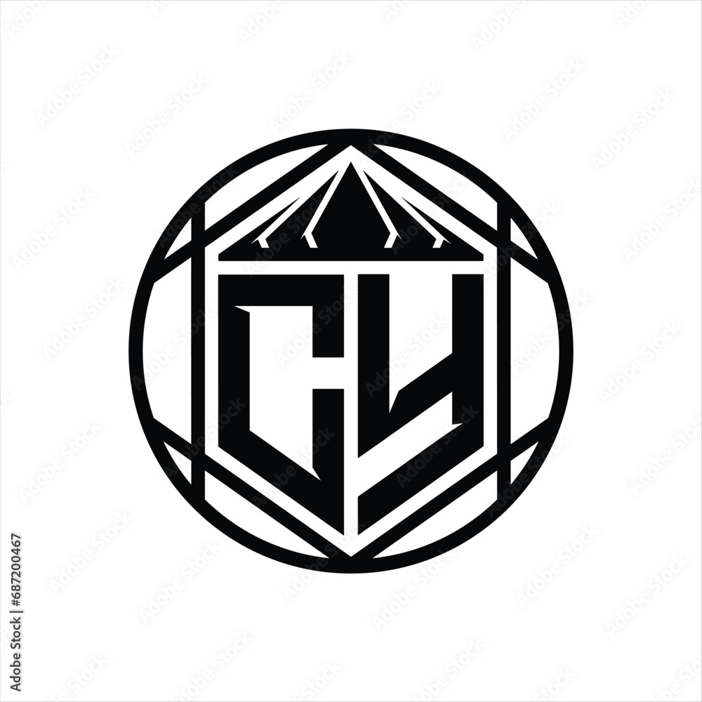 CY Letter Logo monogram hexagon slice crown sharp shield shape isolated circle abstract style design CY Letter Logo monogram hexagon slice crown sharp shield shape isolated circle abstract style design