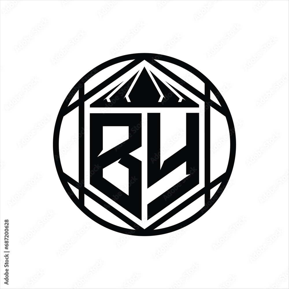 BY Letter Logo monogram hexagon slice crown sharp shield shape isolated circle abstract style design BY Letter Logo monogram hexagon slice crown sharp shield shape isolated circle abstract style design