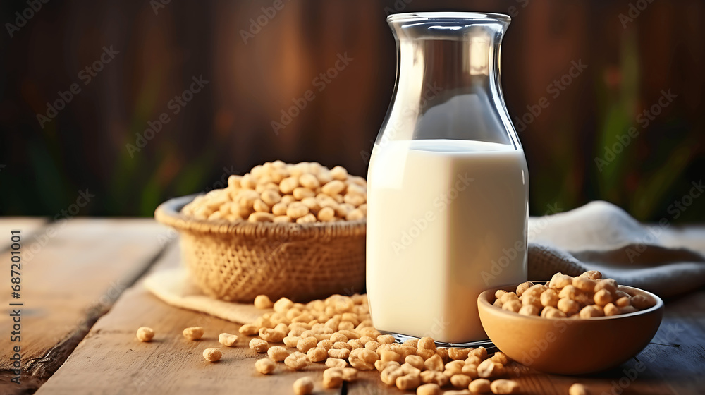 Botella de leche con cereales Botella de leche con cereales