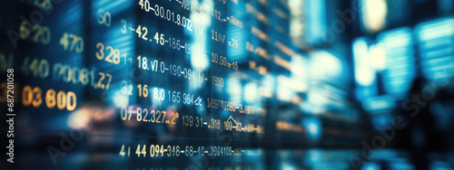 Close-up of a digital screen displaying financial stock market data with graphs and analytics, illustrating market trends and investment analysis. © MP Studio