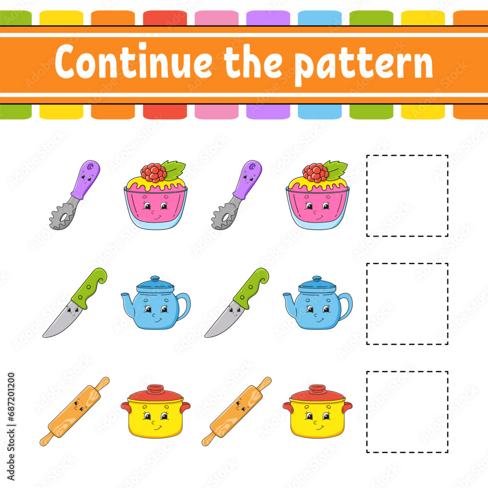 Continue the pattern. Education developing worksheet. Game for kids ...