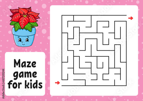 Maze game for kids. Funny labyrinth. Activity worksheet. Puzzle for children. cartoon style. Logical conundrum. Vector illustration.