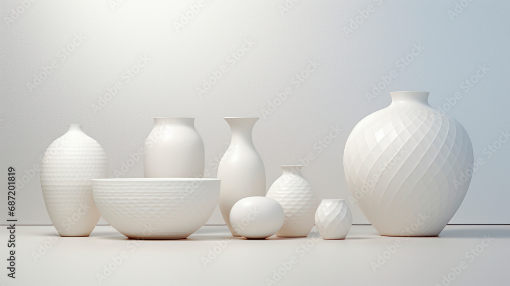Plain white ceramic vase, minimalism. Generative AI Plain white ceramic vase, minimalism. Generative AI