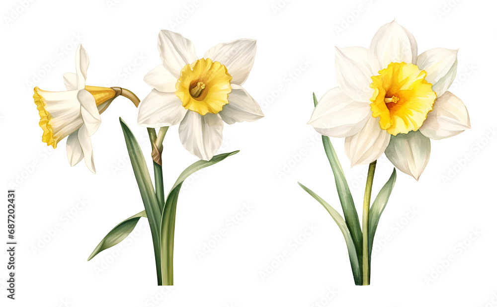 Narcissus Flower, watercolor clipart illustration with isolated background Narcissus Flower, watercolor clipart illustration with isolated background