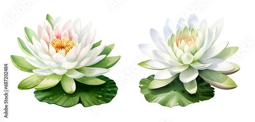 Victoria amazonica Flower, watercolor clipart illustration with isolated background photo