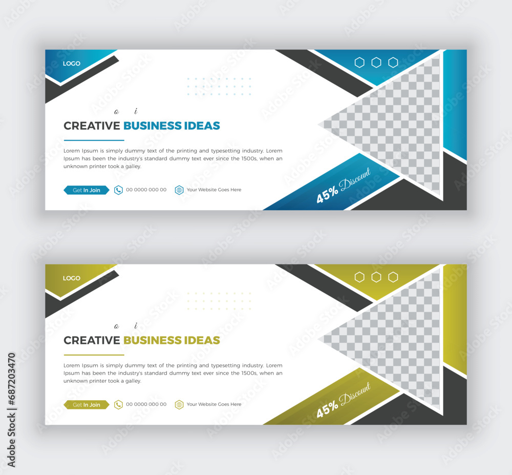 Professional business facebook cover page timeline web ad banner template with photo & 2 colors set. Social media cover, advertising design, social media banner post, web banner template. Professional business facebook cover page timeline web ad banner template with photo & 2 colors set. Social media cover, advertising design, social media banner post, web banner template.