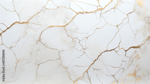 White Kintsugi Marble Texture. Generative AI
