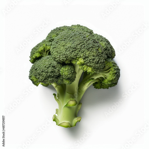 Fresh broccoli, green cabbage, Mediterranean cuisine, graphic design of works of art isolated on a white background.